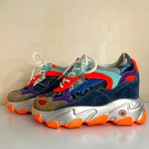 Anthony Wang Dragon Fruit-03 Multicolored Platform Lace Up Sneakers